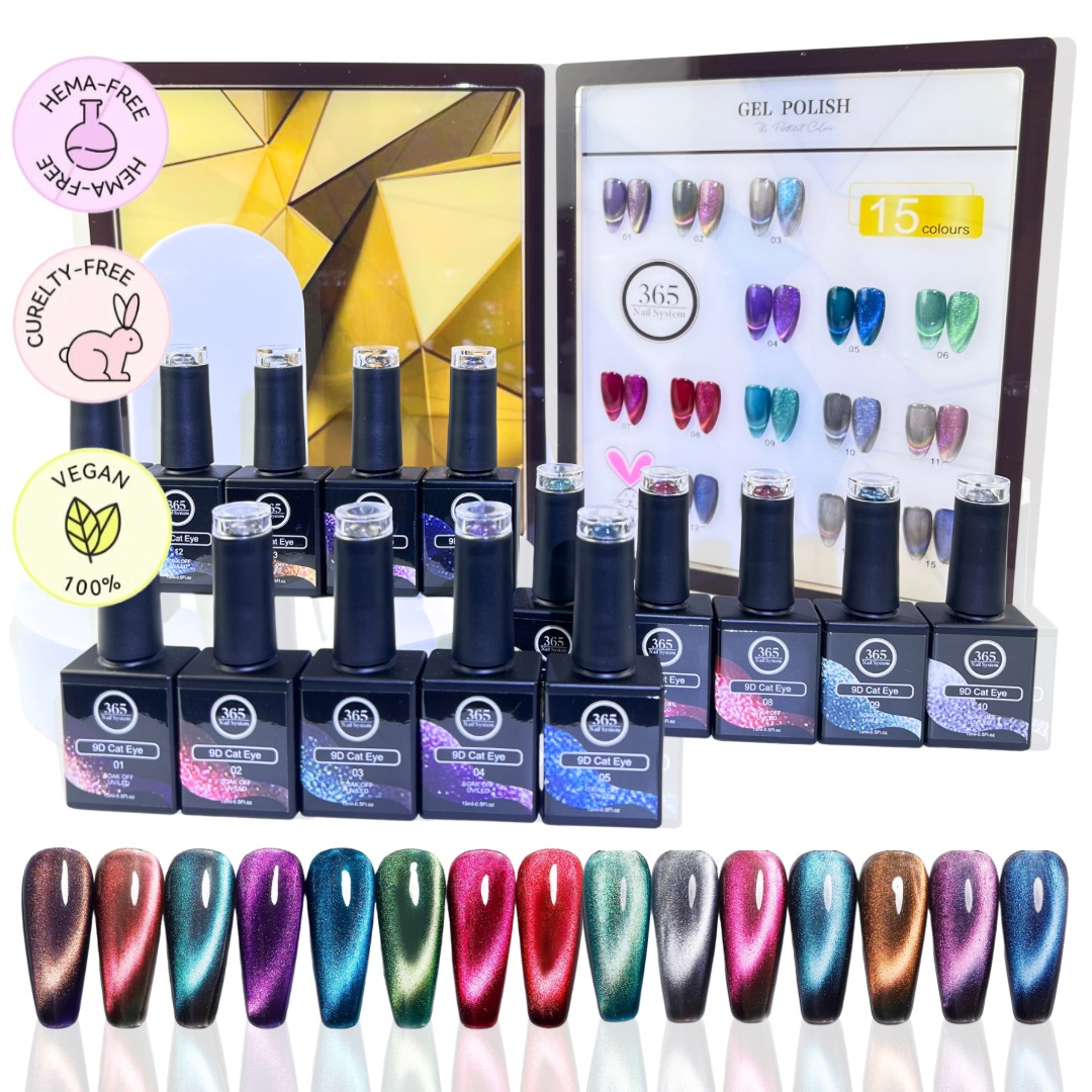 9D Cat Eye Nail Polish Collection" "Multi-Color Cat Eye Set" "15 Shades of 9D Cat Eye" "Spectacular Cat Eye Effect Palette" "Vibrant 9D Cat Eye Collection" "Cat Eye Magnetic Polish Set" "Eye-Catching 9D Nail Lacquer Bundle" "15-Tone Cat Eye Nail Varnish" "Versatile Cat Eye Pigment Kit" "Multifaceted 9D Nail Art Kit"