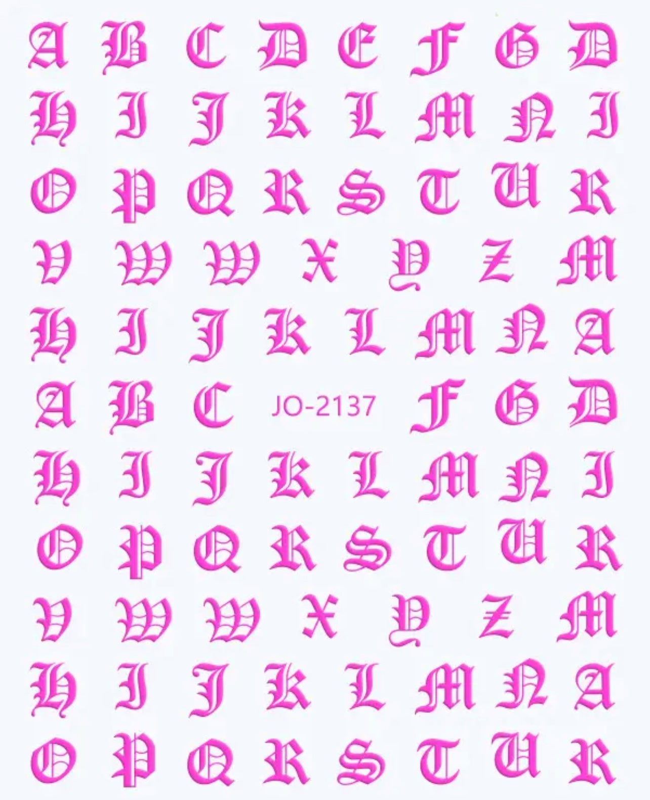 English Letters / Stickers / Fluorescent Pink - #58